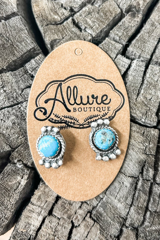 Turquoise Circle Stud Earrings