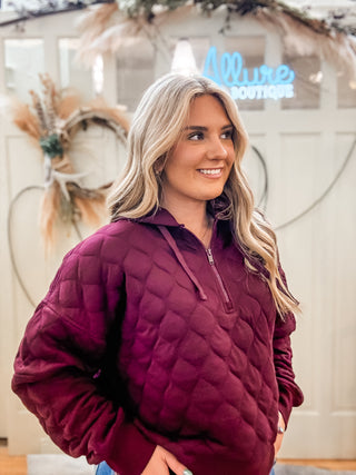 Quilted Quarter Zip Hoodie Jacket