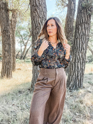 Long Sleeve Woven Blouse + Pintucks