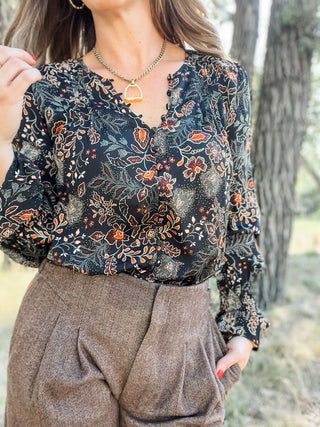 Long Sleeve Woven Blouse + Pintucks