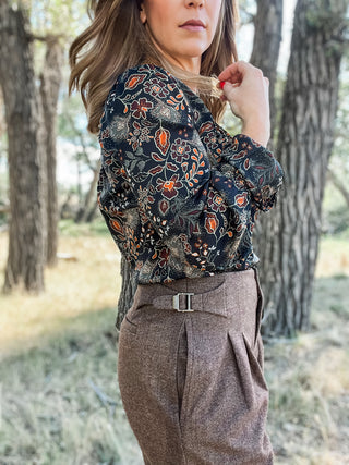 Long Sleeve Woven Blouse + Pintucks