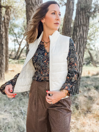 Sleeveless Reversible Zip Front Quilted Sweater Vest