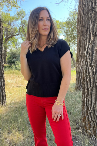V-Neck Dolman Popover Sweater + Ties