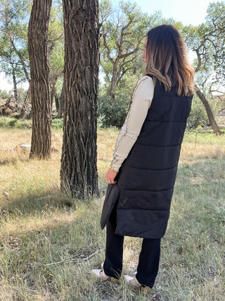Long Zip Front Quilted Vest