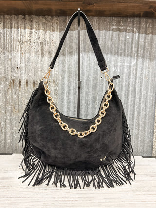 Loretta Suede Fringe Slouchy Bag