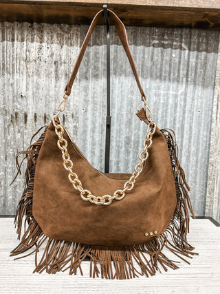 Loretta Suede Fringe Slouchy Bag