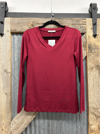 Brushed Microfiber Long Sleeve V-Neck Tee