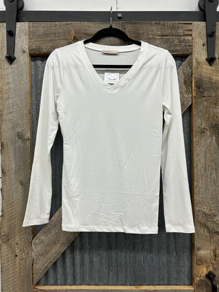 Brushed Microfiber Long Sleeve V-Neck Tee