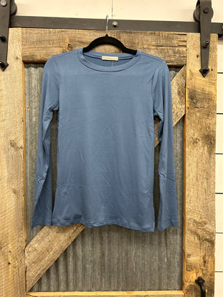 Brushed Microfiber Long Sleeve Crew Neck Tee