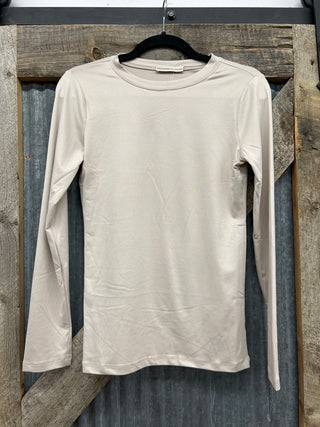 Brushed Microfiber Long Sleeve Crew Neck Tee