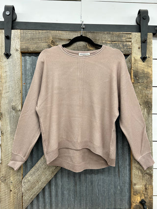 Viscose Front Seam Crewneck Sweater