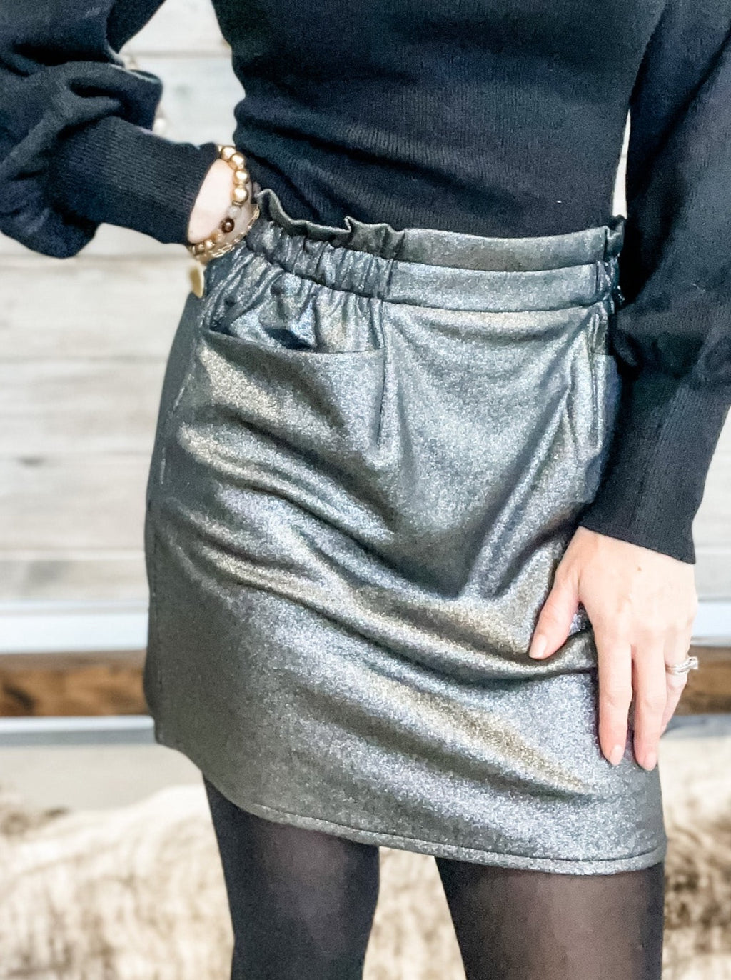 Iridescent Silver Mini Skirt