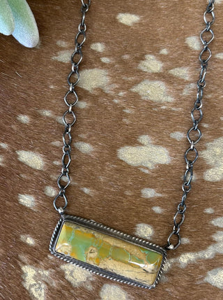 Large Green Turquoise Bar Necklace