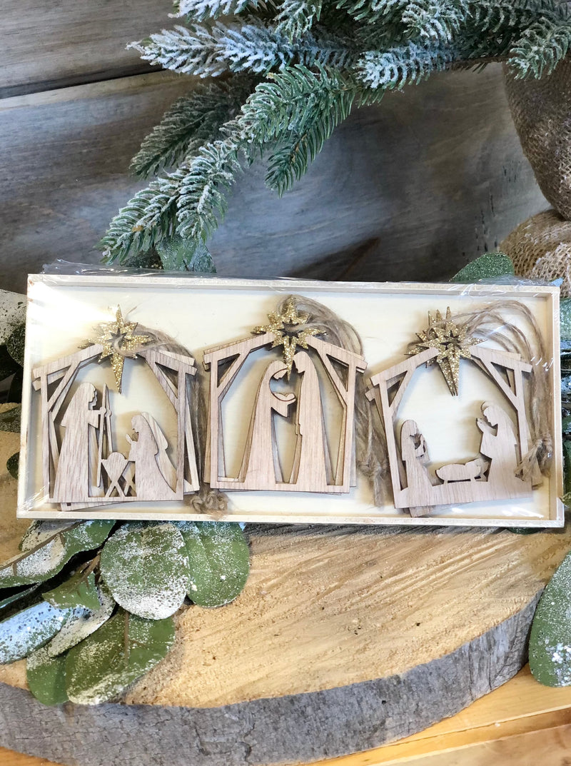 Laser Cut Nativity Ornament Set of 9