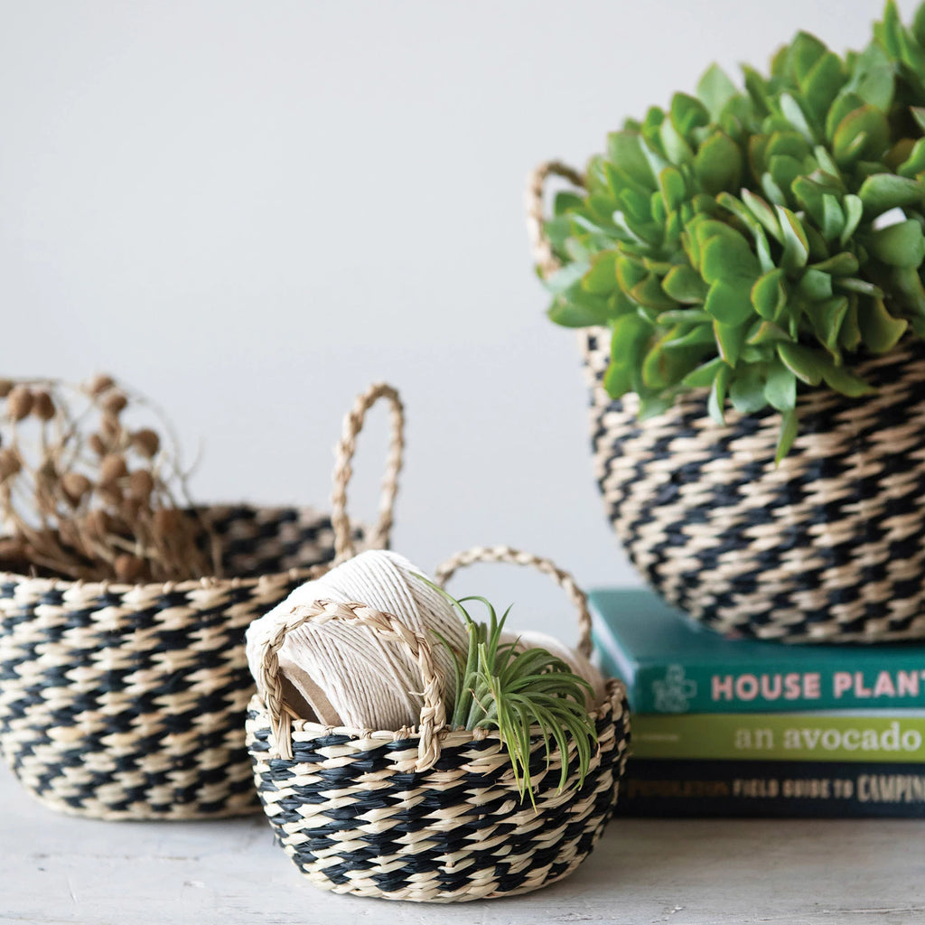 Small Woven Seagrass Basket with Handles