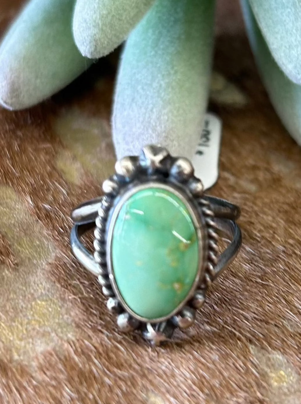 Oval Green Turquoise Ring Size 9