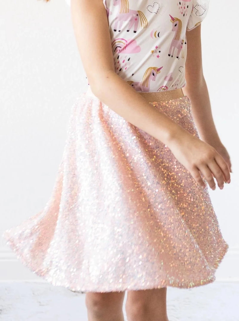 Peach Sequin Twirl Skirt