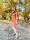 Persimmon Lace Sleeve Dress