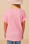 Pink Textured Short Sleeve Tunic Tee