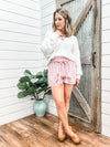 Pretty in Pink Striped Paper Bag Shorts
