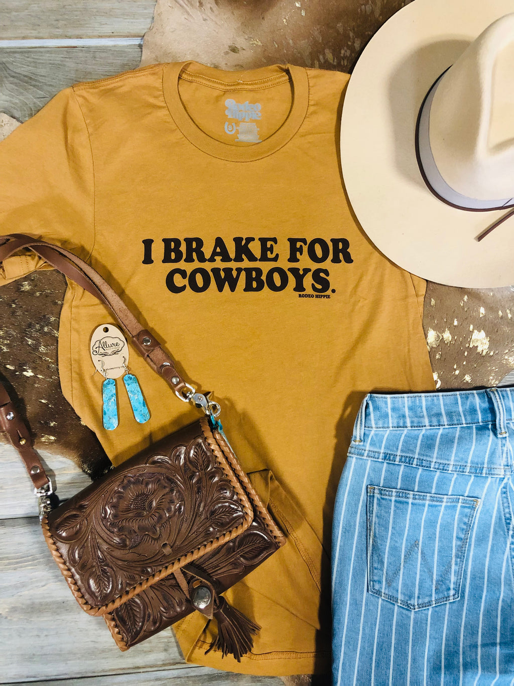 Rodeo Hippie Toast I Brake for Cowboys Graphic Tee