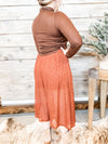 Rust Clarisse High Waist Midi Skirt