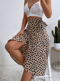 Leopard Print High Waisted Maxi Wrap Skirt