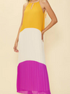 Mango Orchid Color Block Pleated Maxi Dress