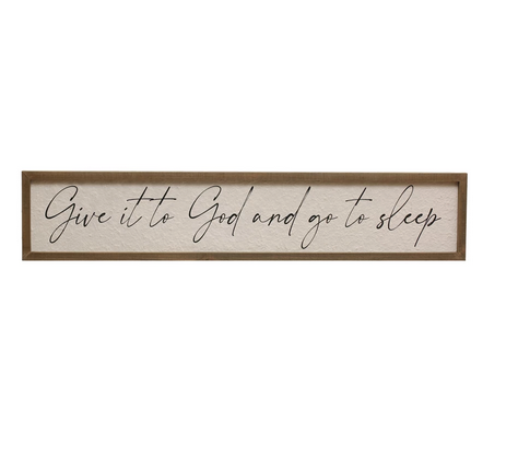 Wood Framed Textured Wall Decor - "Give it to God"