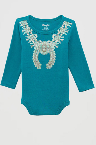 Teal Squash Blossom Onesie