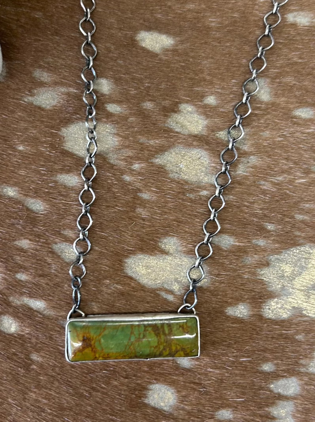 Small Green Turquoise Bar Necklace