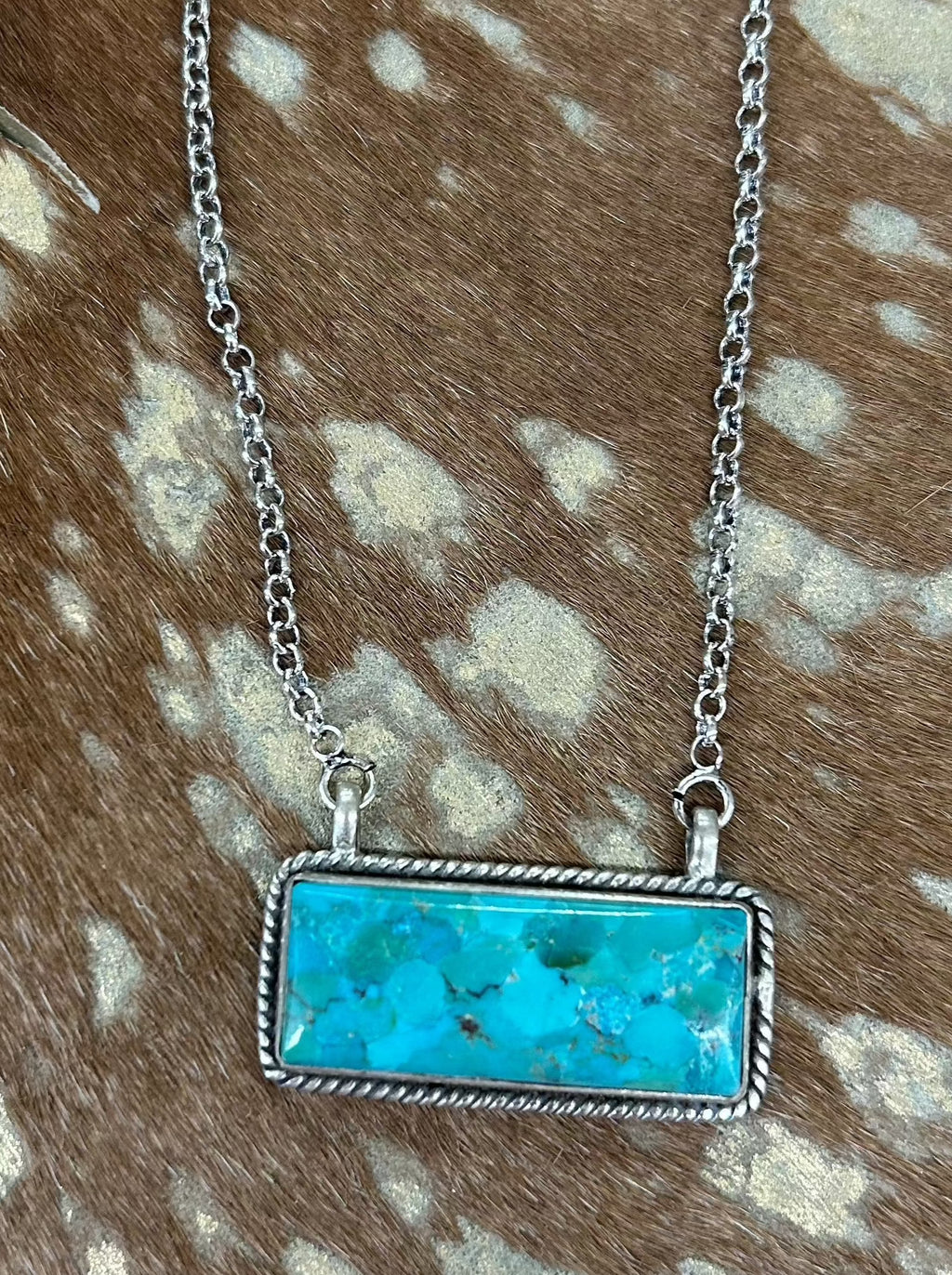 Sterling Silver Kingman Turquoise Bar Necklace