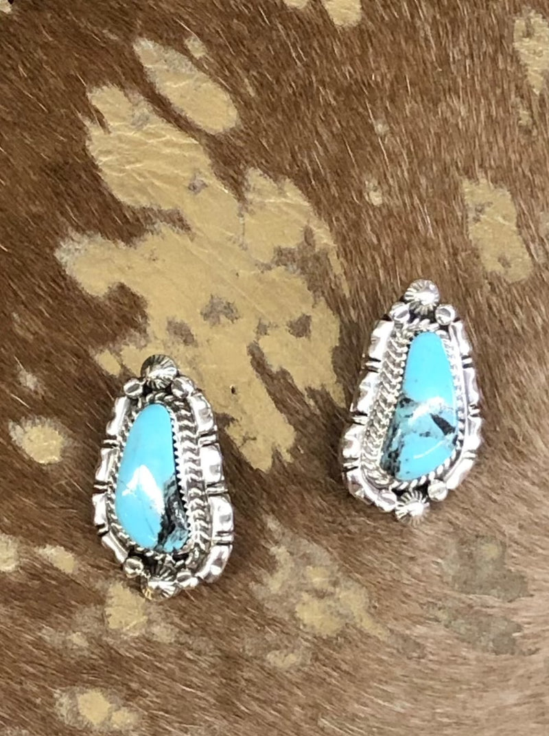 Sterling Silver Kingman Turquoise Post Earring