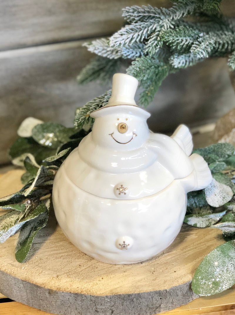 Stoneware Snowman Cookie Jar