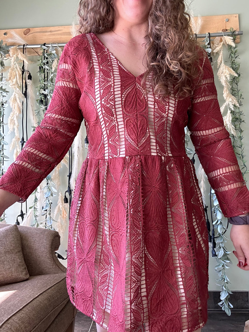 Terracotta Lace Dress