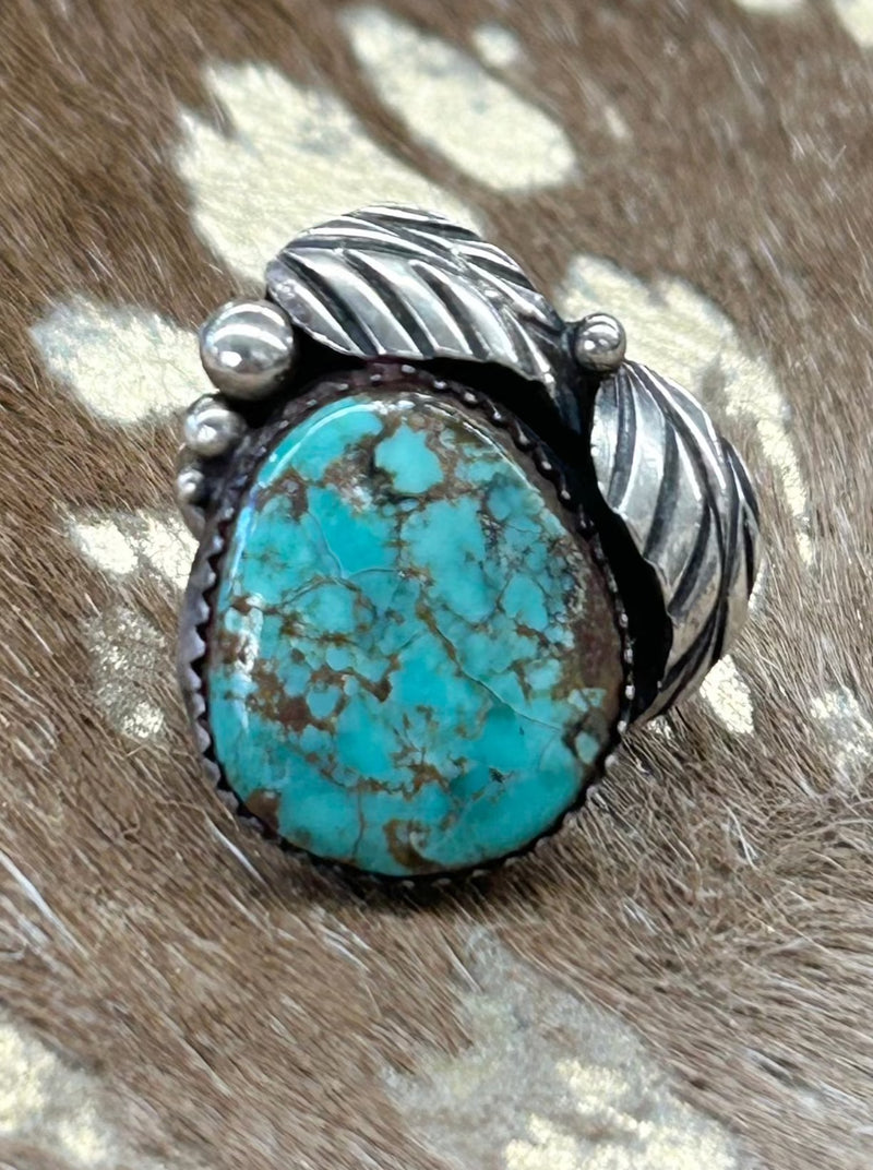 Vintage Feather and Turquoise Ring Size 5.5