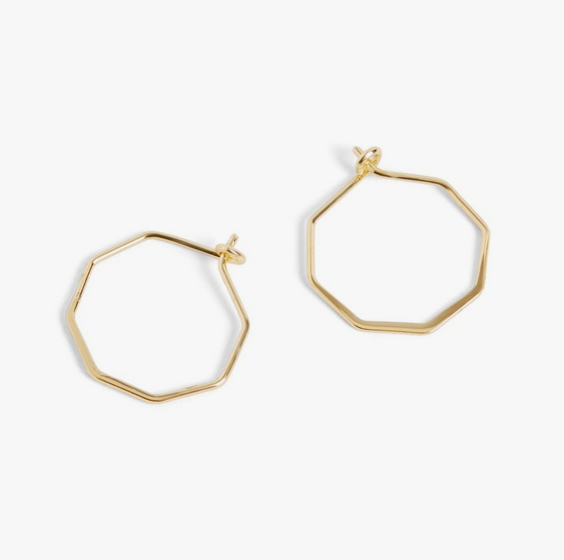 Whispers Gold Octagon Hoop Earring