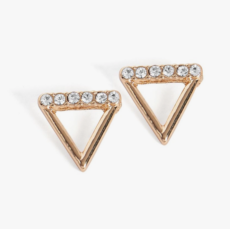 Whispers Gold Triangle with Stones Post Earring
