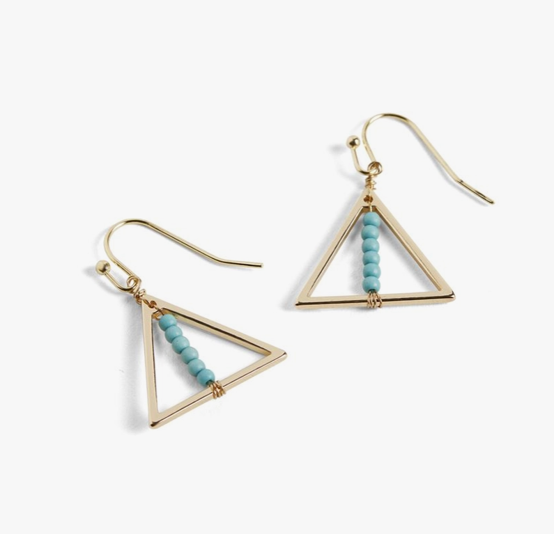Whispers Gold Triangle with Turquoise Earring