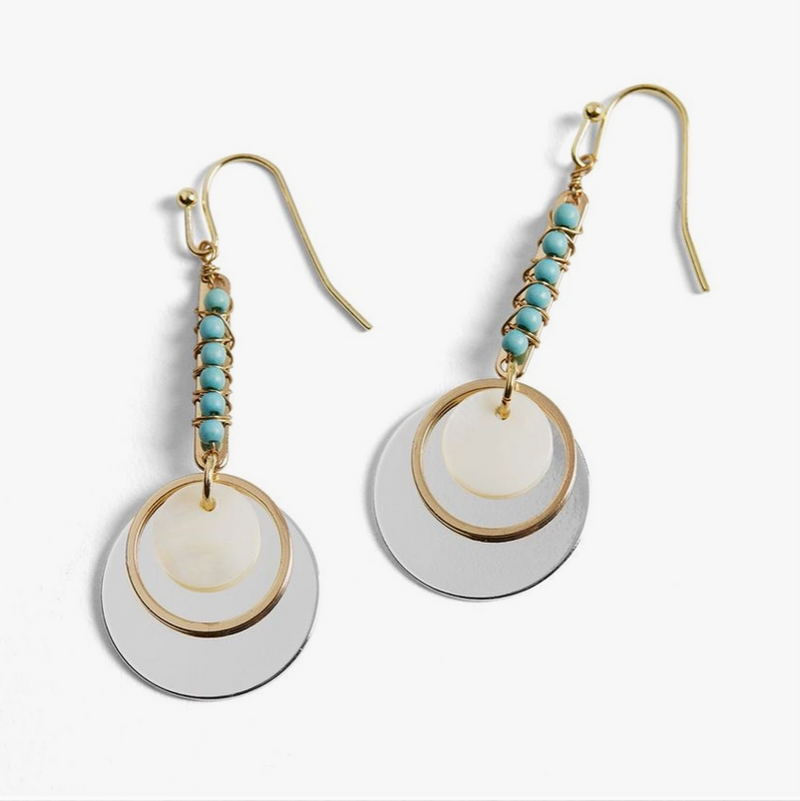 Whispers Turquoise Linear Drop Disc Earring