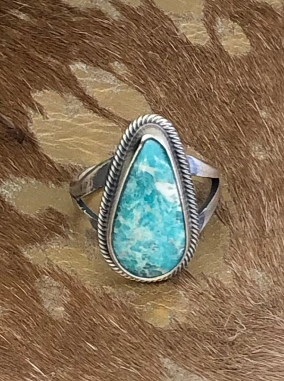 White Water Turquoise Ring Size 6.5