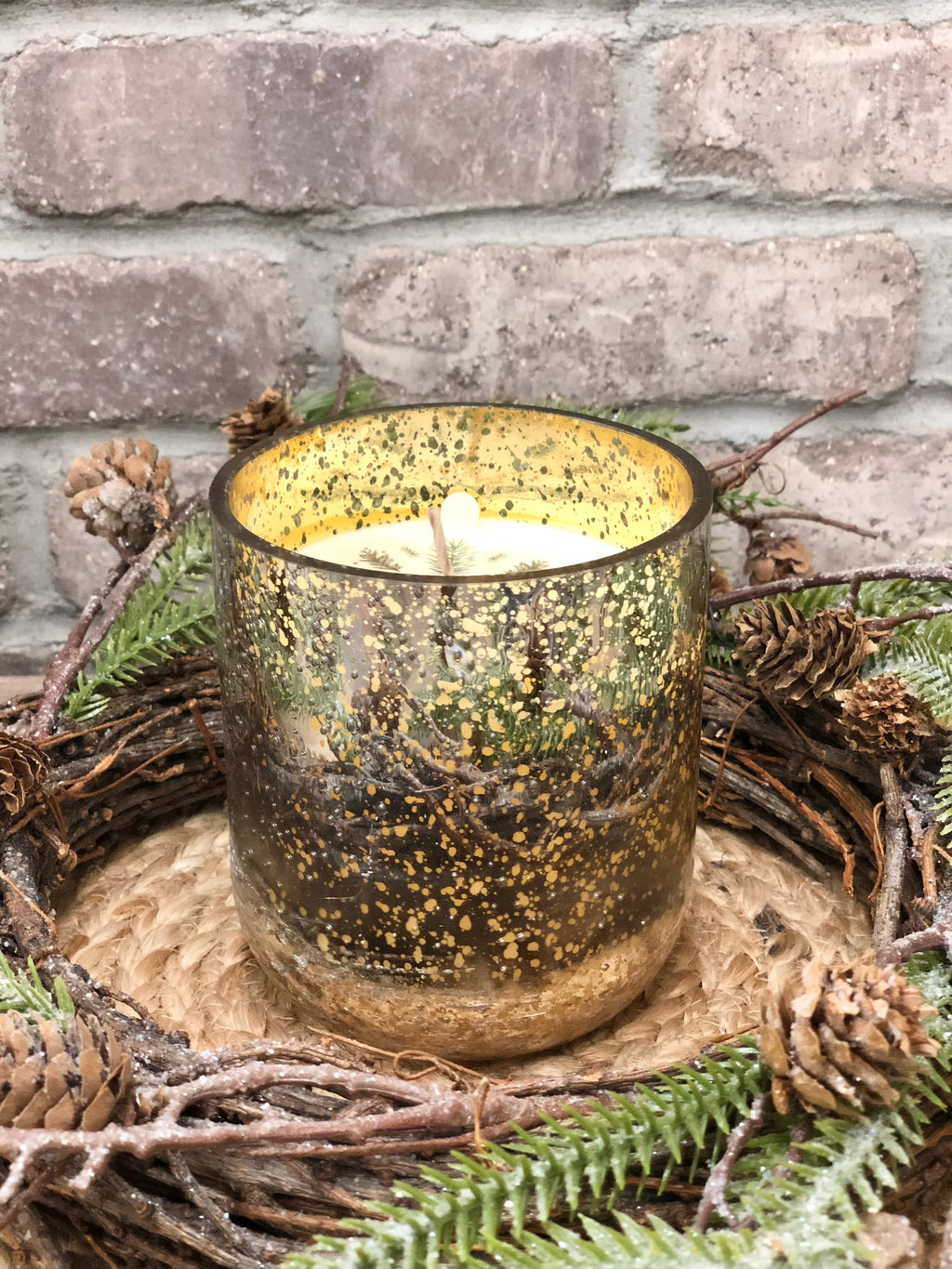 Winter White Radiant Glass Candle