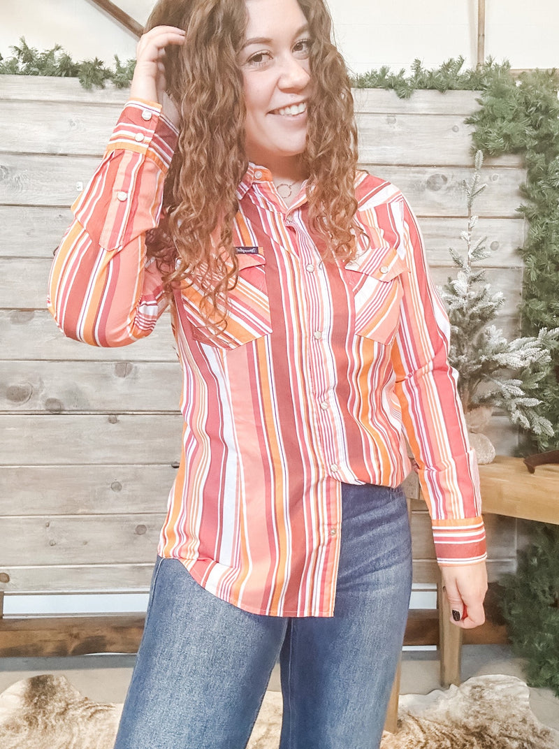 Wrangler Multi Stripe Snap Western Shirt