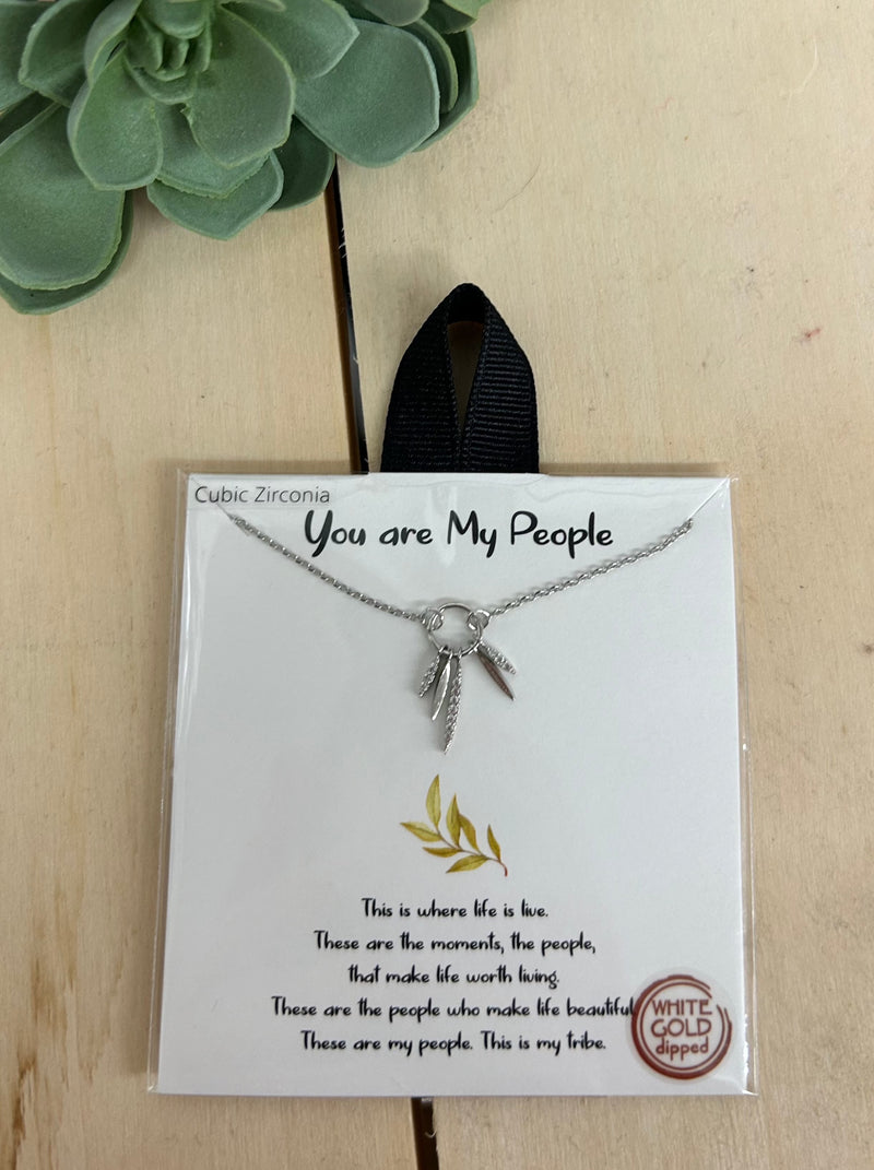 You are My People Leaf Necklace