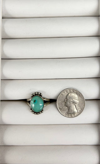 Dot Border Round Turquoise Ring 9