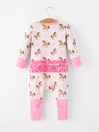 Horse Print Sleeper with Ruffle Butt