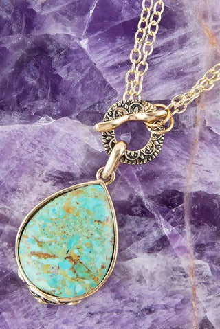 Abby Turquoise + Bronze Pendant Necklace - Allure Boutique WY