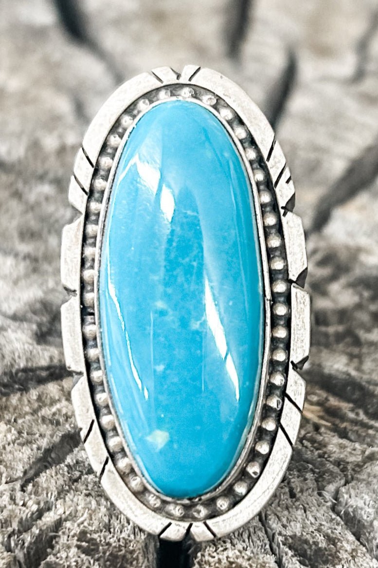 Adjustable Large Oval Turquoise Ring - Allure Boutique WY