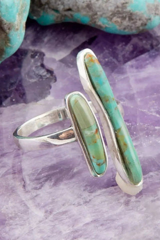 Adjustable Turquoise + Silver Bar Ring - Allure Boutique WY
