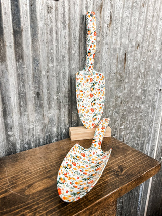 Aluminum Garden Spade wit Floral Pattern - Cream - Allure Boutique WY